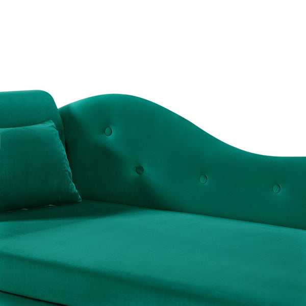 English Elm Aijia 60" Velvet Chaise Lounge With Storage, Button Tufted Design & Nailhead Trim - Green Elegance W1117P284896