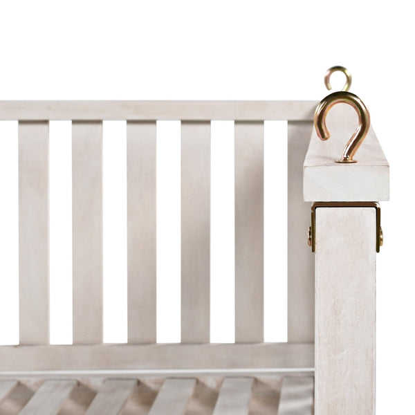 English Elm Topmax Acacia Wood Porch Swing Bed Sloped Frame Outdoor Lounger for Backyard Patio White WF319383AAK