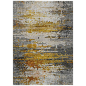 HomeRoots 9' X 12' Modern Copper and Gray Abstract Washable Area Rug for Indoor & Outdoor Spaces, Durable Design 629801