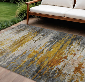 HomeRoots 10' Copper and Gray Abstract Washable Area Rug - Durable Indoor/Outdoor Design for Busy Spaces 629802