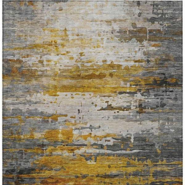 HomeRoots 10' Copper and Gray Abstract Washable Area Rug - Durable Indoor/Outdoor Design for Busy Spaces 629802