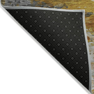 HomeRoots 10' Copper and Gray Abstract Washable Area Rug - Durable Indoor/Outdoor Design for Busy Spaces 629802