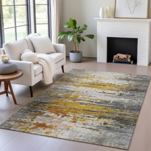 HomeRoots 10' Copper and Gray Abstract Washable Area Rug - Durable Indoor/Outdoor Design for Busy Spaces 629802