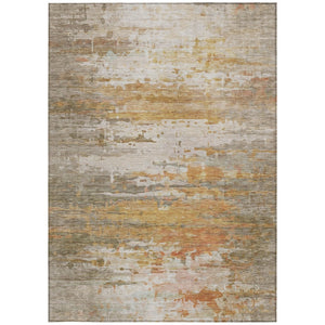 HomeRoots 5' X 8' Washable Khaki & Beige Abstract Area Rug - Durable Indoor/Outdoor Design for Modern Spaces 629804