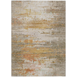 HomeRoots 5' X 8' Washable Khaki & Beige Abstract Area Rug - Durable Indoor/Outdoor Design for Modern Spaces 629804