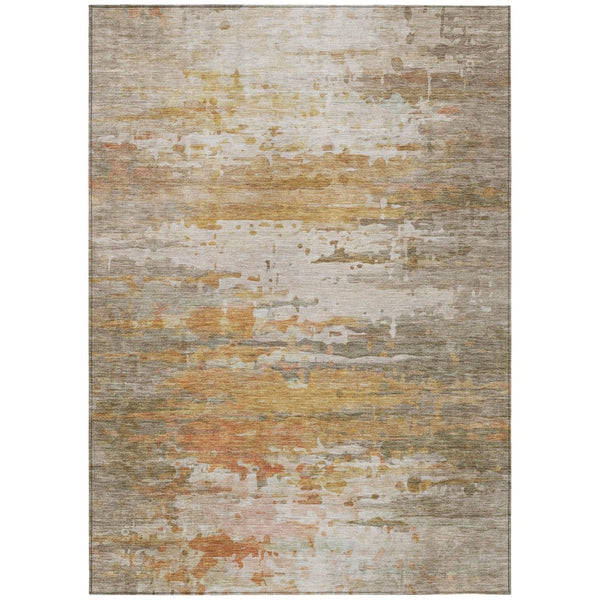 HomeRoots 5' X 8' Washable Khaki & Beige Abstract Area Rug - Durable Indoor/Outdoor Design for Modern Spaces 629804