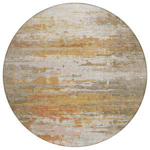 HomeRoots 8' Khaki and Beige Round Abstract Rug - Modern, Washable, Durable Design for Indoor & Outdoor Use 629805