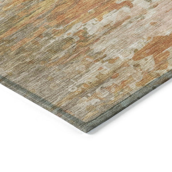 HomeRoots 8' Khaki and Beige Round Abstract Rug - Modern, Washable, Durable Design for Indoor & Outdoor Use 629805