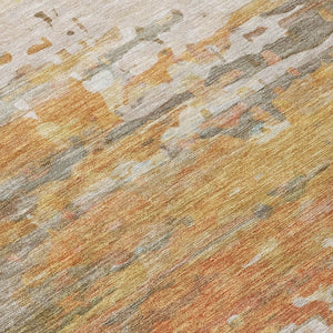 HomeRoots 8' Khaki and Beige Round Abstract Rug - Modern, Washable, Durable Design for Indoor & Outdoor Use 629805
