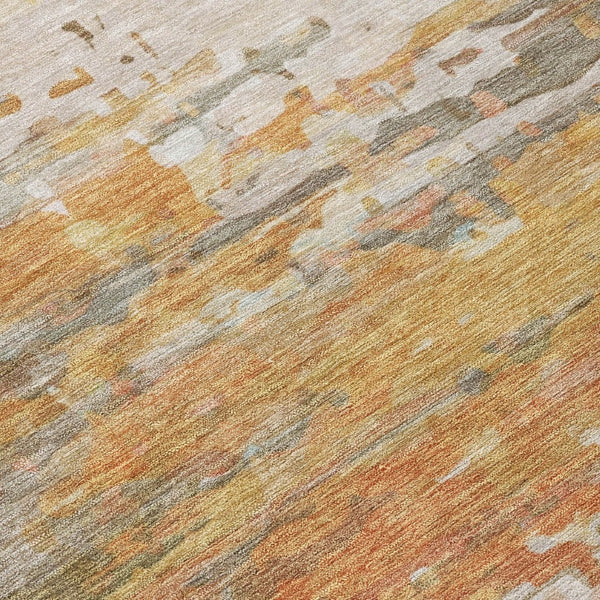 HomeRoots 8' Khaki and Beige Round Abstract Rug - Modern, Washable, Durable Design for Indoor & Outdoor Use 629805