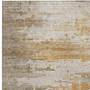 HomeRoots 9' X 12' Khaki and Beige Abstract Area Rug - Stylish, Washable, Durable for Indoor & Outdoor Use 629807