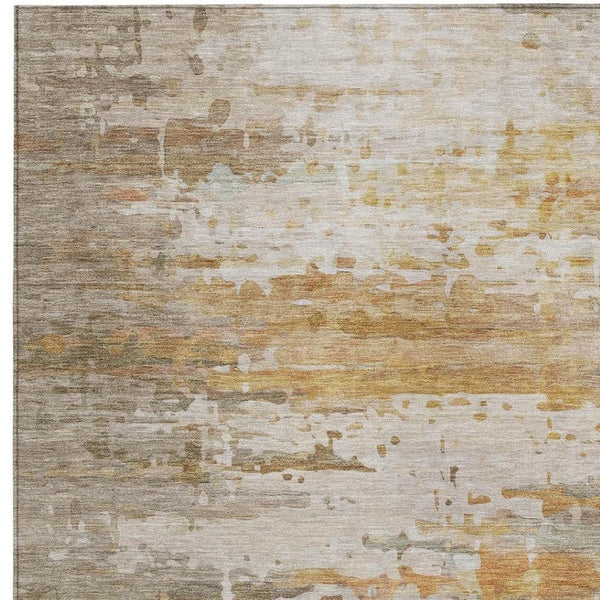 HomeRoots 9' X 12' Khaki and Beige Abstract Area Rug - Stylish, Washable, Durable for Indoor & Outdoor Use 629807