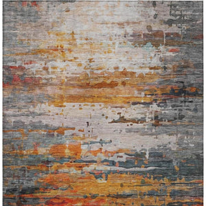 HomeRoots 5' Terra Cotta & Beige Abstract Washable Area Rug - Versatile Indoor/Outdoor Style for High Traffic 629816