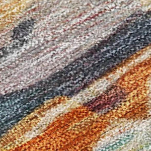 HomeRoots 5' Terra Cotta & Beige Abstract Washable Area Rug - Versatile Indoor/Outdoor Style for High Traffic 629816