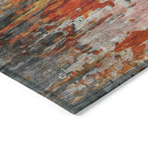 HomeRoots 8' Round Abstract Area Rug in Terra Cotta & Beige – Washable, Durable, Indoor/Outdoor Style! 629817