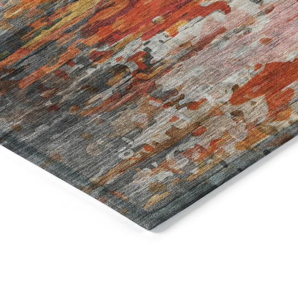 HomeRoots 8' Round Abstract Area Rug in Terra Cotta & Beige – Washable, Durable, Indoor/Outdoor Style! 629817