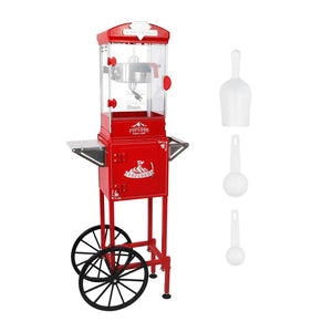 English Elm Popcorn Machine on Wheeled Cart with 10 Oz Kettle for Home Theater Game Room W2841P342117