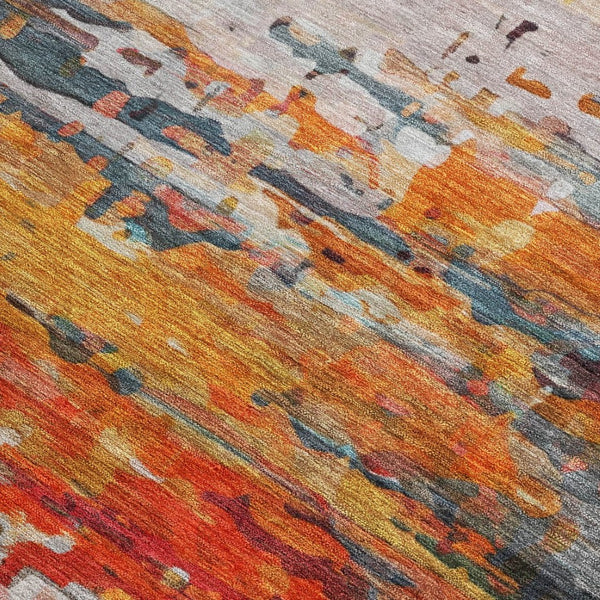 HomeRoots 10' X 14' Terra Cotta & Beige Abstract Rug - Durable, Washable, Stylish for Indoor & Outdoor Spaces 629820