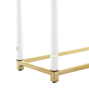 HomeRoots 48" Elegant White and Gold Console Table with Spacious Drawers - Modern Glam Entryway Accent Piece 629821