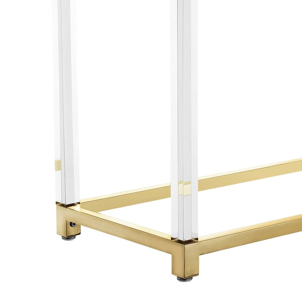 HomeRoots 48" Elegant White and Gold Console Table with Spacious Drawers - Modern Glam Entryway Accent Piece 629821