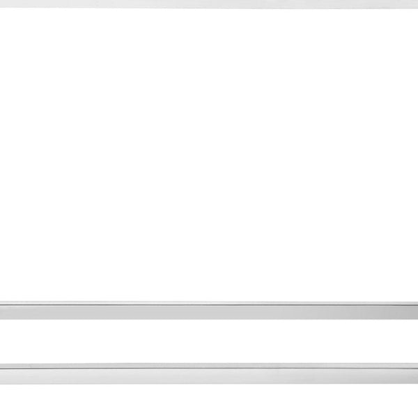HomeRoots 48" Modern Light Gray Console Table with Silver Stainless Steel Base & 2 Drawers for Stylish Storage 629822