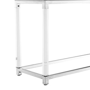 HomeRoots 48" Modern Dark Gray Console Table with Stainless Steel Base & Two Drawers for Versatile Storage 629825