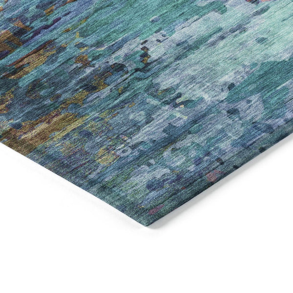 HomeRoots 5' Vibrant Blue, Brown & Purple Abstract Washable Area Rug - Durable Indoor/Outdoor Comfort & Style 629830