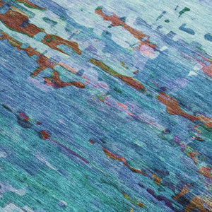 HomeRoots 10' Vibrant Blue, Brown & Purple Abstract Washable Area Rug for Indoor/Outdoor High Traffic Spaces 629834