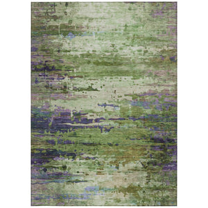 HomeRoots 5' Versatile Washable Abstract Area Rug in Green, Lavender & Purple - Perfect for Indoor/Outdoor Use 629836