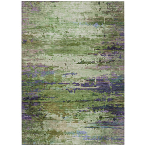 HomeRoots 5' Versatile Washable Abstract Area Rug in Green, Lavender & Purple - Perfect for Indoor/Outdoor Use 629836