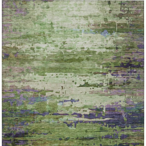 HomeRoots 5' Versatile Washable Abstract Area Rug in Green, Lavender & Purple - Perfect for Indoor/Outdoor Use 629836