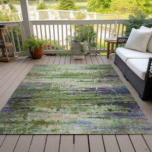 HomeRoots 5' Versatile Washable Abstract Area Rug in Green, Lavender & Purple - Perfect for Indoor/Outdoor Use 629836