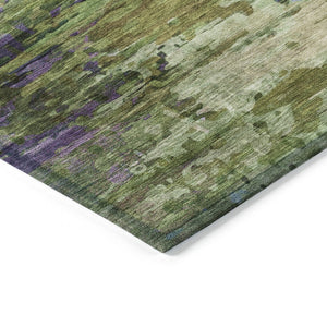 HomeRoots 8' Round Abstract Area Rug in Green, Lavender & Purple - Stylish, Washable for Indoor/Outdoor Use 629837