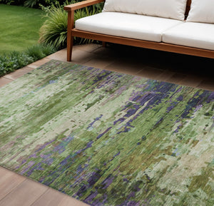 HomeRoots 8' X 10' Vibrant Washable Abstract Area Rug in Green, Lavender & Purple for Indoor/Outdoor Use 629838