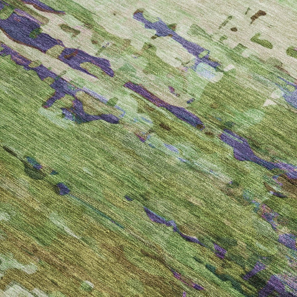 HomeRoots 8' X 10' Vibrant Washable Abstract Area Rug in Green, Lavender & Purple for Indoor/Outdoor Use 629838