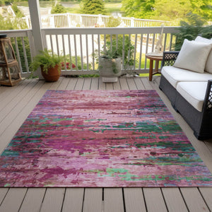 HomeRoots 5' X 8' Pink Mauve and Green Abstract Washable Area Rug - Durable, Stylish for Indoor & Outdoor Use! 629842