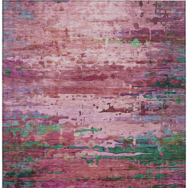 HomeRoots 9' Contemporary Abstract Washable Area Rug in Pink, Mauve & Green - Perfect for Indoor & Outdoor Spaces 629845