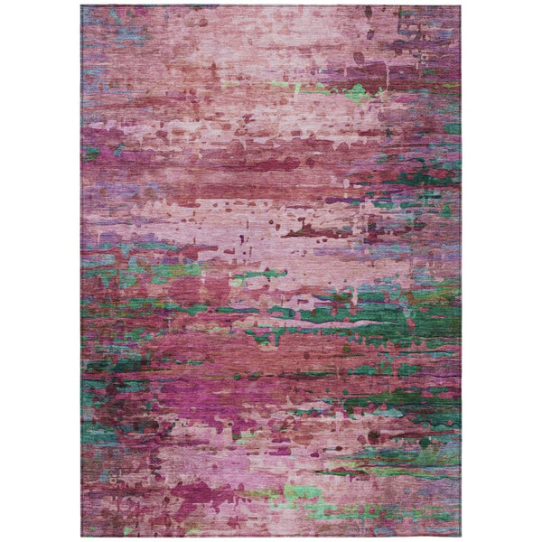 HomeRoots 9' Contemporary Abstract Washable Area Rug in Pink, Mauve & Green - Perfect for Indoor & Outdoor Spaces 629845