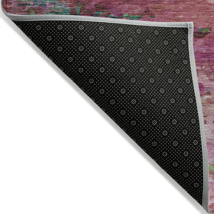HomeRoots 9' Contemporary Abstract Washable Area Rug in Pink, Mauve & Green - Perfect for Indoor & Outdoor Spaces 629845