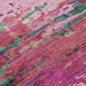 HomeRoots 9' Contemporary Abstract Washable Area Rug in Pink, Mauve & Green - Perfect for Indoor & Outdoor Spaces 629845
