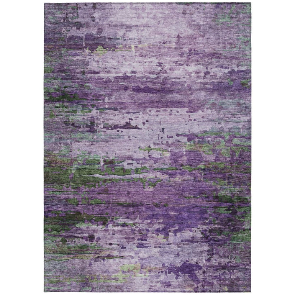 HomeRoots 8' X 10' Abstract Area Rug in Purple, Green & Charcoal – Durable, Washable for Indoor & Outdoor Use 629850