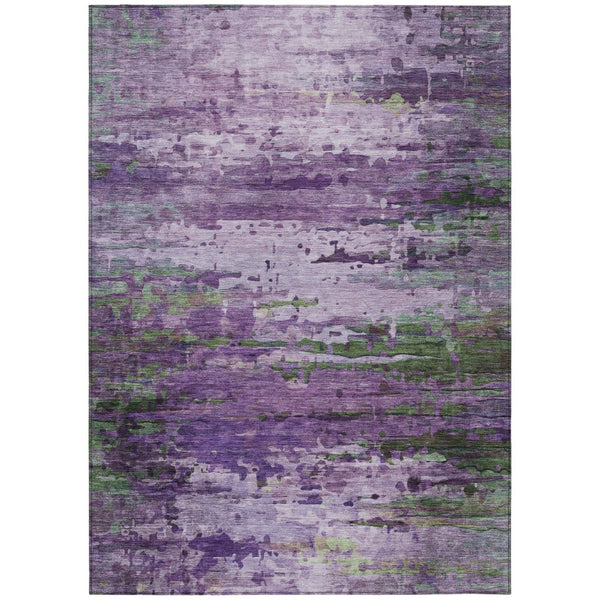 HomeRoots 8' X 10' Abstract Area Rug in Purple, Green & Charcoal – Durable, Washable for Indoor & Outdoor Use 629850
