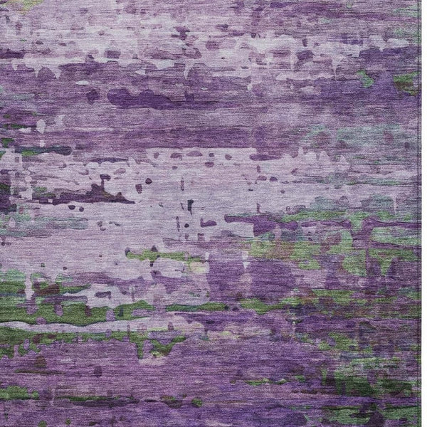 HomeRoots 9' X 12' Abstract Washable Area Rug in Purple, Green & Charcoal for Indoor/Outdoor Modern Style 629851