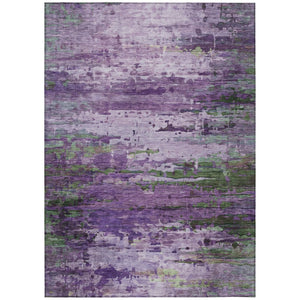 HomeRoots 9' X 12' Abstract Washable Area Rug in Purple, Green & Charcoal for Indoor/Outdoor Modern Style 629851