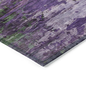 HomeRoots 9' X 12' Abstract Washable Area Rug in Purple, Green & Charcoal for Indoor/Outdoor Modern Style 629851