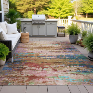 HomeRoots 9' X 12' Versatile Sage Teal Blue & Blush Abstract Area Rug - Stylish, Washable, Indoor & Outdoor Use 629857