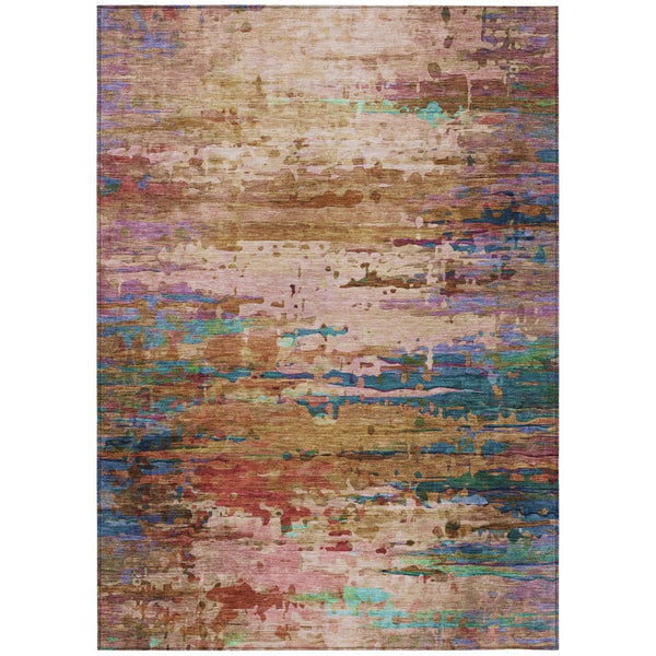 HomeRoots 9' X 12' Versatile Sage Teal Blue & Blush Abstract Area Rug - Stylish, Washable, Indoor & Outdoor Use 629857