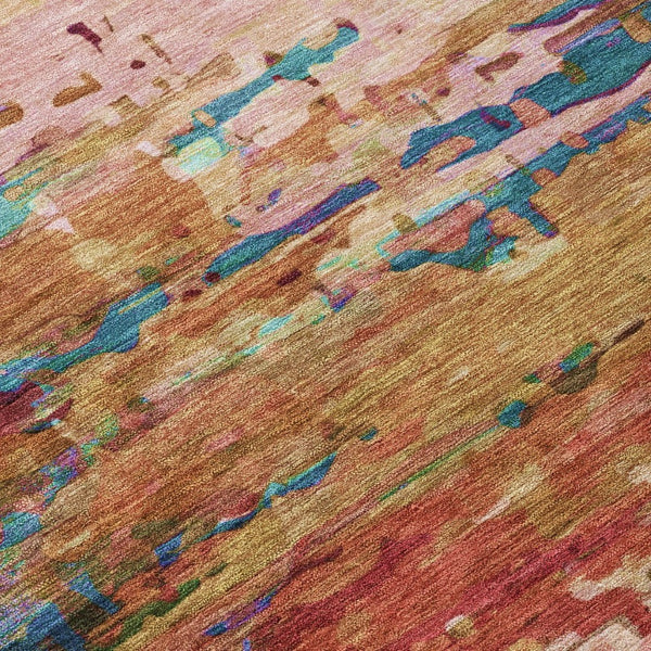 HomeRoots 9' X 12' Versatile Sage Teal Blue & Blush Abstract Area Rug - Stylish, Washable, Indoor & Outdoor Use 629857