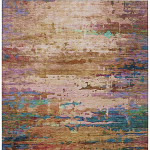 HomeRoots 10' X 14' Sage Teal Blue Blush Abstract Rug - Stylish Washable Area Rug for Indoor/Outdoor Spaces 629858