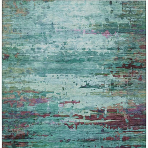 HomeRoots 5' X 8' Abstract Indoor Outdoor Area Rug in Teal, Aqua & Plum - Durable & Washable for Easy Care 629860